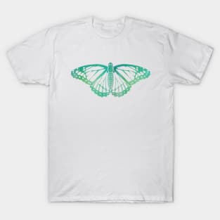 Butterfly Design in Blue and Green Paint Strokes Pattern 3 T-Shirt